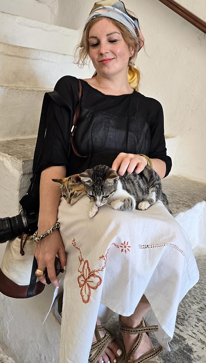 les chats du monastère de la Chozoviótissa, d'Amorgos