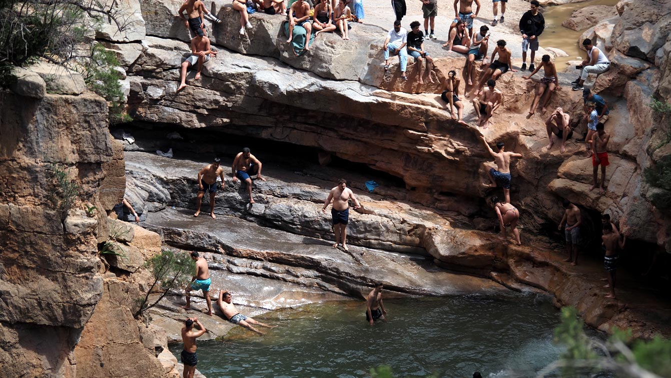 vasque où les jeunes viennent plonger,Vallée du Paradis, Agadir